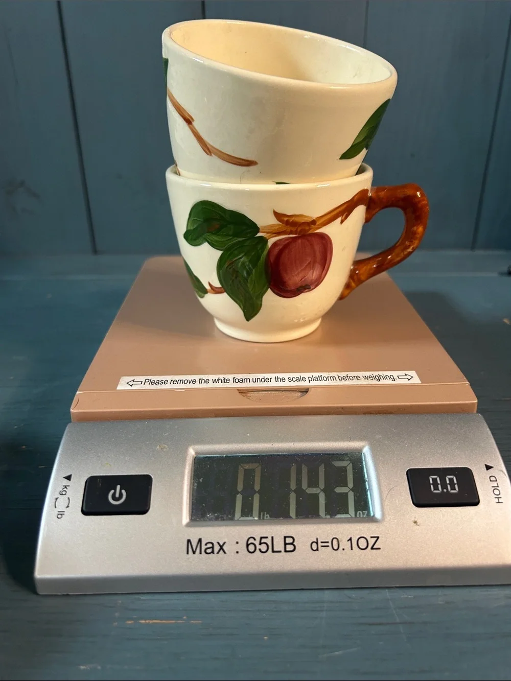 Hand-Painted Fruit Pattern Ceramic Teacup and Saucer Set - Cream and Green